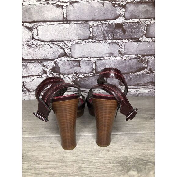 7 Seven For All Mankind Purple Patent Platform Sandals Heels Women Sz 37EU/6.5US - Picture 6 of 16